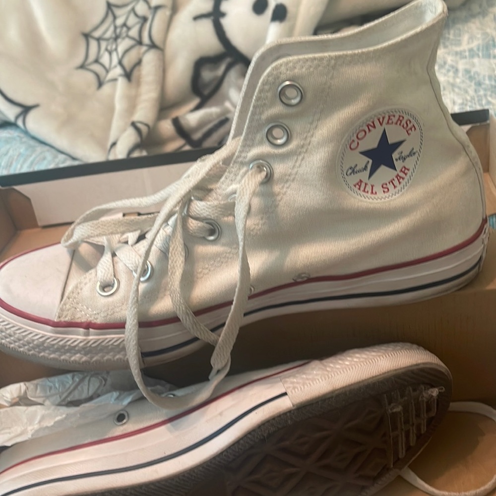 All white converse high top